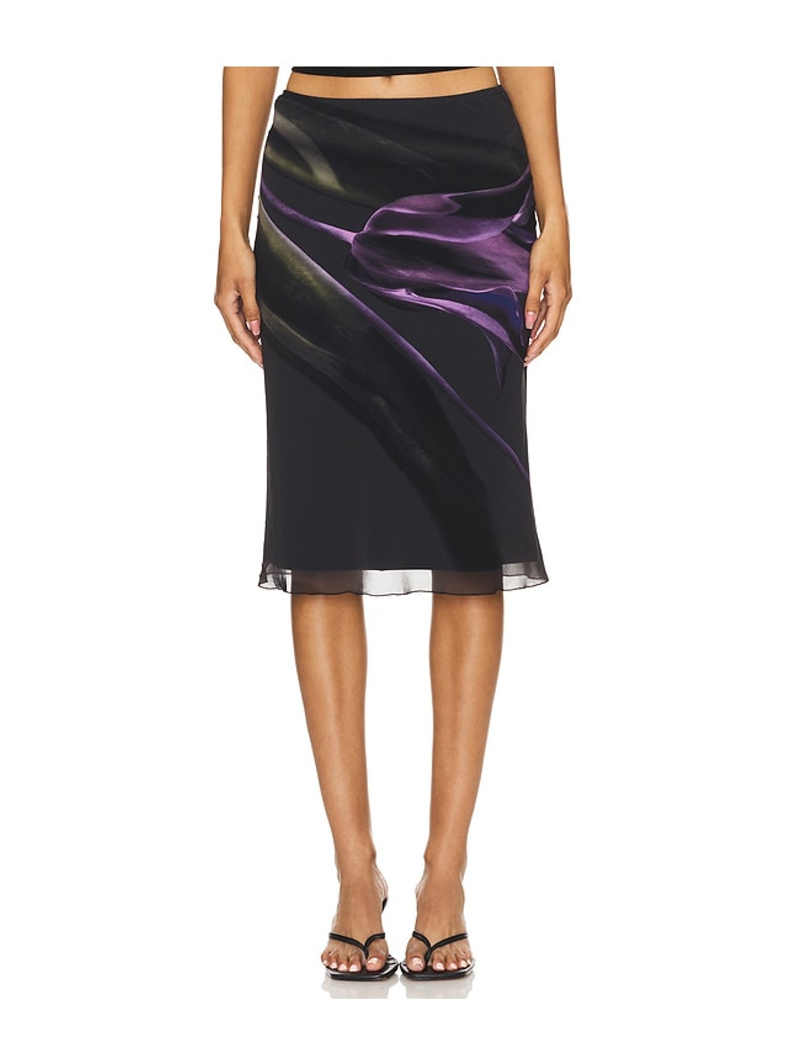 Musier Floral Black Purple Nadia Skirt Size 36 Fr / Us 4